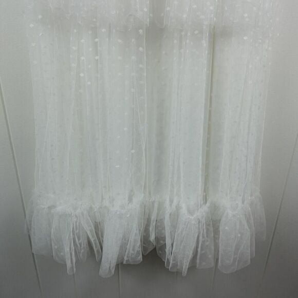 Lulus Womens Delightful Bliss White Mesh Swiss Dot Strapless Midi Dress Small - Picture 12 of 16